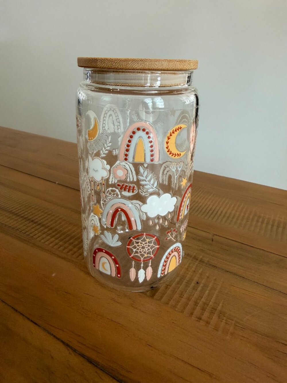 Glass Cup with Wood Top